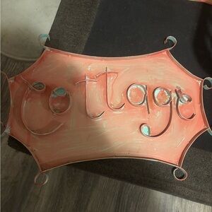 Cottage Sign in Coral and Mint